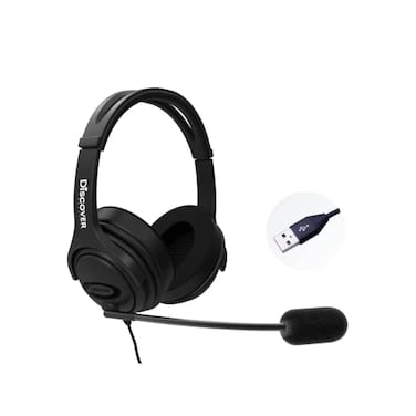 Discover D722U Noise Reducing USB Wired Work from Home Headset Compatible with Computer Softphone Apps Like RingCentral Teams Zoom Google GoTo Cisco and More