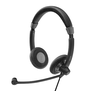 EPOS Sennheiser SC 75 USB MS 507086 DoubleSided Business Headset For Skype for Business with Mobile Phone Tablet Softphone and PC HD Sound NoiseCancelling Microphone Black