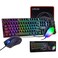 CHONCHOW Gaming Keyboard Mouse Mousepad and Headset with mic Combo All in One USB Wired RGB Backlit Rainbow Side Button Gamer Bundle Set Compatible with PC Windows Xbox one PS4 PS5Black