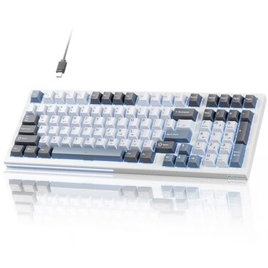 KEMOVE K98SE Mechanical Gaming Keyboard 98 Keys LED Backlit Programmable Keyboard 96 Wired Computer Keyboard with Double Sound Dampening Foam Prelubed Blue Switch