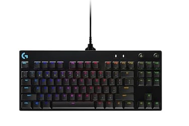 Logitech G Pro TKL Mechanical Wired Gaming Keyboard GX Blue Clicky Switch and LIGHTSYNC RGB Backlit Keys 12 programmable Fkey macros Black 920009388 Renewed