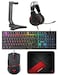 FANTECH P51S Gaming Keyboard and Mouse Combo Headset and Headphone Stand Mouse Pad Wired RGB Rainbow Breathing Light PC Beginner Gamer Basic 5 in1 Gaming Set