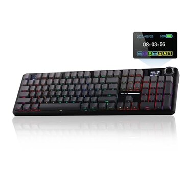 EPOMAKER X Aula F108 PRO Wireless Gaming Keyboard with Screen 8000mAh Battery 104 HotSwappable and Programmable Keys and Knob RGB Backlight for MacPCAndroid Black Gradient