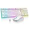 RedThunder K10 Wireless Gaming Keyboard and Mouse Combo LED Backlit Rechargeable 3800mAh Battery Mechanical Feel Antighosting Keyboard 7D 3200DPI Mice for PC Gamer White