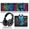CHONCHOW Gaming LED Keyboard Mouse Headset and Mousepad Bundle Wired Rainbow LED Light Up Gaming Keyboard Mouse Headset Value 4 in 1 Game Set for Xbox PS4 PS5 PC Laptop Gamer