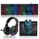 CHONCHOW Gaming LED Keyboard Mouse Headset and Mousepad Bundle Wired Rainbow LED Light Up Gaming Keyboard Mouse Headset Value 4 in 1 Game Set for Xbox PS4 PS5 PC Laptop Gamer