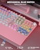 AULA F2088 Typewriter Mechanical Keyboard Pink Retro Wired Gaming Keyboard with Blue Switches Rainbow Backlit Round Keycaps Media Knob Removable Wrist Rest