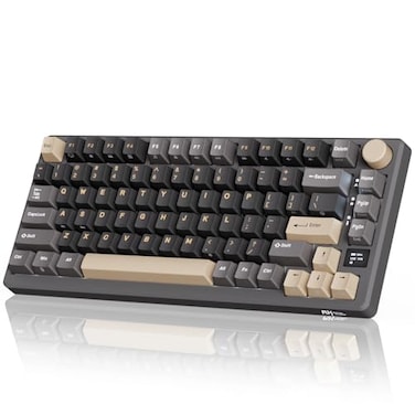 RK ROYAL KLUDGE M75 Wireless Mechanical Keyboard 24GhzBT51USBC Gaming Keyboard 75 Layout 81 Keys Gasket Mount with OLED Display Knob RGB Backlight HotSwappable Pale Green Switch Grey