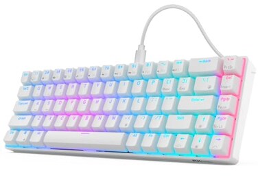 RK ROYAL KLUDGE RK68 Wired 65 Mechanical Keyboard RGB Backlit UltraCompact 60 Layout 68 Keys Gaming Keyboard Hot Swappable Keyboard with StandAlone ArrowControl Keys Red Switch White
