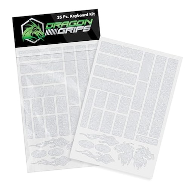 Dragon Grips Gaming Keyboard Grips 35 Piece Set Rubber Keycap Stickers and Mouse Grip Tape Clear AntiSlip Overlays for RGB Backlit Keys Mechanical Keyboard Grip Stickers for WASD Gaming Control