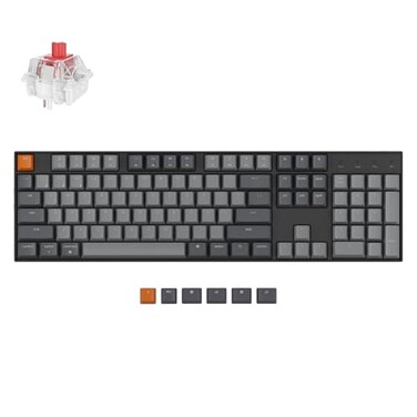 Keychron K10 Full Size 104 Keys Bluetooth WirelessUSB Wired Mechanical Gaming Keyboard for Mac with Super Red SwitchRGB BacklightMultitasking Computer Keyboard for Windows Aluminum Frame