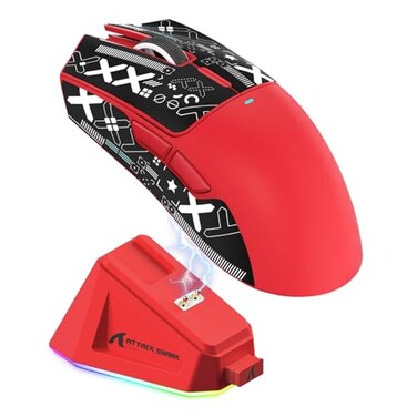 MAGIC-REFINER MAGICREFINER Attack Shark X11 59g Superlight Wireless Gaming Mouse with Grip Tape RGB Charging DockBT24G WirelessWired Pc Mouse 22000 DPI5 Programmable Buttons for PcMacRed