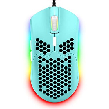 ZIYOU LANG Wired Lightweight Gaming Mouse6 RGB Backlit Mouse with 7 Buttons Programmable Driver6400DPI Computer MouseUltralight Honeycomb Shell Ultraweave Cable for PC GamersPS4Green