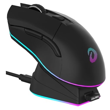 DAREU EM901X Wireless Gaming Mouse with Charging Dock Rechargeable RGB12K DPI6 Programmable Buttons HighPrecision Sensor 300IPS 1000Hz for PC Notebook Mac