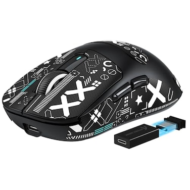 MANBASNAKE Attack Shark X3 Pro 4K8K Hz Mouse 59g Superlight BT24G WirelessWired Gaming Mouse PixArt PAW3395 Gaming Sensor 26000 DPI Griptape Programmable Buttons for Win11XboxPSMacBlack