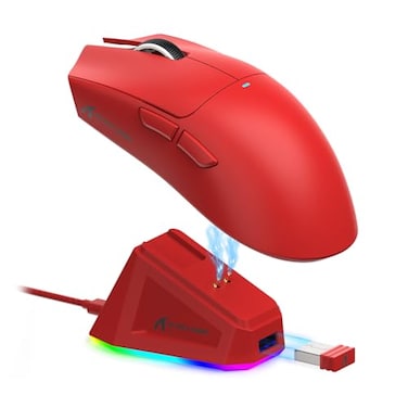 ATTACK SHARK X11 Wireless Gaming Mouse PAW3311 Sensor Lightweight RGB Charging Dock 22000 DPI TriMode Connectivity 5 Programmable Buttons Red