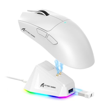 ATTACK SHARK X11 Wireless Gaming Mouse PAW3311 Sensor Lightweight RGB Charging Dock 22000 DPI TriMode Connectivity 5 Programmable Buttons White
