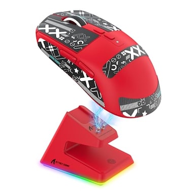 ATTACK SHARK X6 Lightweight Wireless Gaming Mouse with RGB Backlight Charging BaseTriMode Wired24GHzBT5226K DPI PAW3395 Optical SensorHUANO Switch5programmable ButtonsPCMacRedSticker
