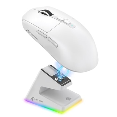 ATTACK SHARK X6 Lightweight Wireless Gaming Mouse with RGB Backlight Charging BaseTriMode Wired24GHzBT5226K DPI PAW3395 Optical SensorHUANO Switch5programmable ButtonsPCMacWhite
