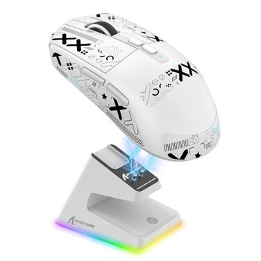 ATTACK SHARK X6 Lightweight Wireless Gaming Mouse with RGB Backlight Charging BaseTriMode Wired24GHzBT5226K DPI PAW3395 Optical SensorHUANO Switch5programmable ButtonsPCMacWhiteSticker