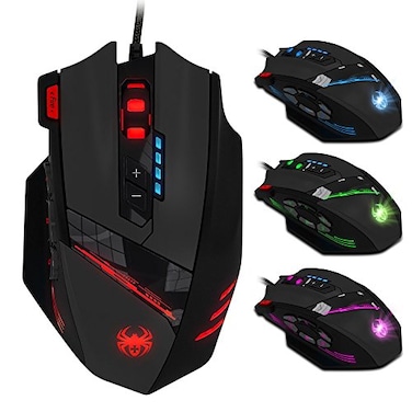 AFUNTA 12 Programmable Buttons C12 Gaming Mouse Laser DoubleSpeed Adjustment 8000DPI Mice Support 4 Level Switch