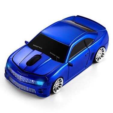 BKLNOG Wireless Car Mouse Updated with LED Headlights 1600 DPI Sports Car Shaped Mouse for Mac Computers Blue