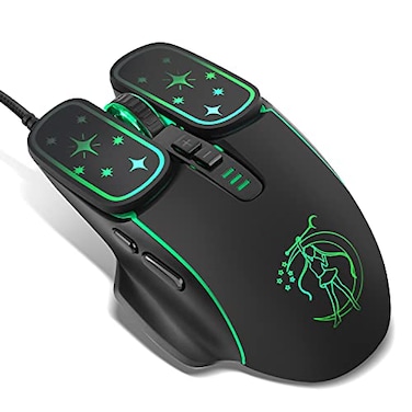 Greshare Gaming Mouse4 Colors Backlit Optical Game Mice Ergonomic USB Wired with 7200 DPI and 6 Buttons 4 Shooting for ComputerWinMacLinuxAndriodiOS Black