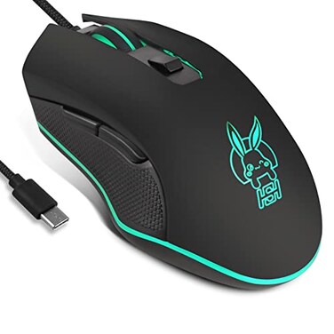 IULONEE USB Type C Wired MouseSilent Computer Mouse Optical Gaming Mice Ergonomic 7 LED Backlight 2400 DPI 6 Buttons for Office Home Windows PCLaptopDesktopNotebookMacBook TypeC Black