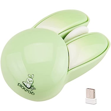 Lomiluskr Cute Bunny Wireless Mouse Lightweight Soundless Mice 24G Wireless Mice Candy Colors Kawaii Rabbit Mouse for Girls and Kids Green Bunny