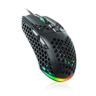 SOLAKAKA SM900 Gaming Mouse Wired with RGBHoneycomb Shell12800 DPI Wired Gaming Mouse with ButtonsComputer Mouse for LaptopPCBlack