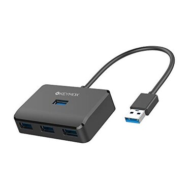 Keymox 4Port USB 30 Hub KEYMOX Compact Size Data USB Hub for MacBook Mac Pro Mac mini iMac Surface Pro XPS PC Flash Drive Mobile HDD Charging Not Supported Black