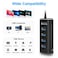 Rosonway Powered USB Hub 4 Ports USB 3132 Gen 2 Hub 10Gbps with 33ft Data Cable 5V2A Power Adapter and Individual Switches Aluminum USB Port Hub Splitter for PC and Laptop RSHA104