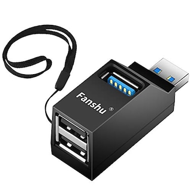 Fanshu USB 30 Hub 3 Port Mini Portable Fast High Speed Bus Powered Data USB Hub Transfer Splitter Box Adapter Expansion for PC Notebook Laptop Computer Mac Linux Windows
