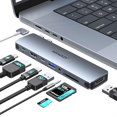 ABIWAZY USB C Adapter HDMI Multiport Hub for MacBook ProAir M1M3 1316 20182024 3 USB A 30 SD TF Card Reader Audio