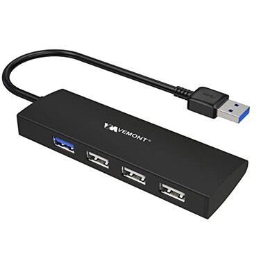 VEMONT USB Hub 4Port USB 3020 HUBUltra Slim Portable HighSpeed USB Splitter Applicable for PC Laptop Desktop Notebook MacBook and More