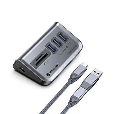 Yottamaster USB Hub with SD Card Reader Triangle Desktop USB30 Hub with 3 USB A 30 Ports TF SD Card Reader with 164ft Cable for PC Laptop Not Support Charging