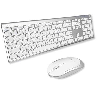 Macally Premium Bluetooth Keyboard and Mouse for Mac Compatible Wireless Apple Keyboard and Mouse Combo 110 Keys MultiDevice Rechargeable for MacBook ProAir and iMac