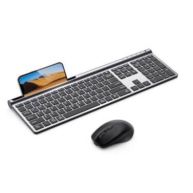 Samsers Wireless Keyboard and Mouse Combo Ultra Slim Rechargeable DualMode Bluetooth 50x2 24G Silent Keyboard and Mouse Set MultiDevice FullSize Compact Design for MacOSiOSAndroidWindows