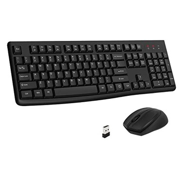 EDJO Wireless Keyboard and Mouse Combo FullSized 24GHz USB Computer Wireless Keyboard and Optical Mouse for Windows Mac LaptopDesktopPC