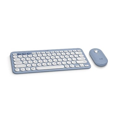 Logitech Pebble 2 Combo for Mac Wireless Keyboard and Mouse Slim Quiet and Portable Customizable Bluetooth Mouse and Keyboard EasySwitch for macOS iPadOS Tonal Blue
