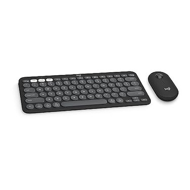 Logitech Pebble 2 Combo for Mac Wireless Keyboard and Mouse Slim Quiet and Portable Customizable Bluetooth Mouse and Keyboard EasySwitch for macOS iPadOS Tonal Graphite