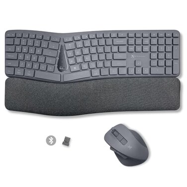 X9 Performance X9 Gray Ergonomic Keyboard and Mouse Wireless Combo Split Keyboard and Mouse Set Bluetooth24G Soft Wrist Rest Rechargeable Silent Keys MultiDevice for Laptop PC Mac iOS Android