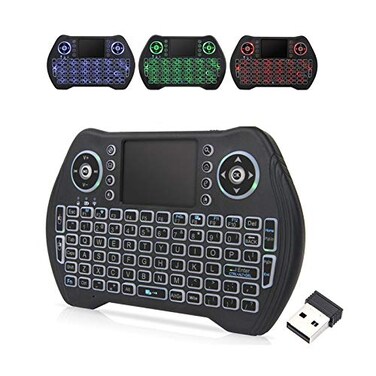 EASYTONE Easytone Backlit Mini Wireless Keyboard with Touchpad Mouse Combo Remote Control with Rechargeable Liion Battery and Multimedia Keys for Android TV Box HTPC PS3 Smart TV PC XBox Linux Windows