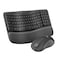 Logitech Wave Keys MK670 Combo Ergonomic Wireless Keyboard and Mouse Bundle for WindowsMac with Integrated PalmRest Graphite Renewed