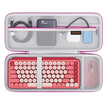 Canboc Hard Carrying Case for Logitech POP Keys Mechanical Wireless Keyboard and POP Wireless Mouse Mesh Pocket fits Cables USB Receiver Spare Keycaps and More Accessories Raspberry