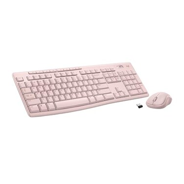Logitech MK270 Wireless Keyboard and Mouse Combo for Windows 24 GHz Wireless Compact Mouse 8 Multimedia and Shortcut Keys 2Year Battery Life for PC Laptop Rose