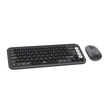 Logitech POP ICON Combo Wireless Bluetooth Keyboard and Mouse Comfortable Typing programmable Keys and Buttons Quiet clicks EasySwitch up to 3 Devices Graphite and OffWhite