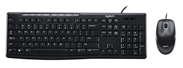 Logitech MK200 Media Combo Wired Keyboard and Mouse FullSize Keyboard with EasyAccess Media Controls HighDefinition Optical Mouse Plug and Play USB Connection Black