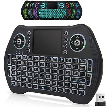 BL Mini Keyboard Wireless with Touchpad and Mouse Combo Backlit Handheld Keyboard Remote for Android TV Box Smart TV PC HTPC Laptop Tablet Projector PS3 Raspberry Pi Windows Mac XBox with USB Dongle