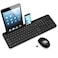 LeadsaiL Wireless Keyboard and Mouse FullSized Ergonomic Computer Keyboard with Phone Tablet Holder 24GHz Silent Cordless Keyboard Mouse Set for Windows Laptop PC Desktop Black